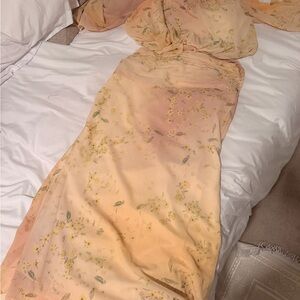 Naked Wardrobe Floral Jumpsuit in Peach and Yellow